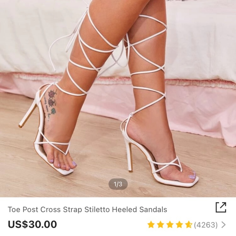White lace up heels size 35